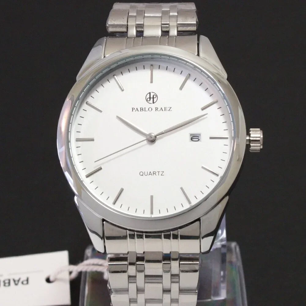 Men's Casual Fashion Watch Silver Tone Butterfly Clasp 40mm